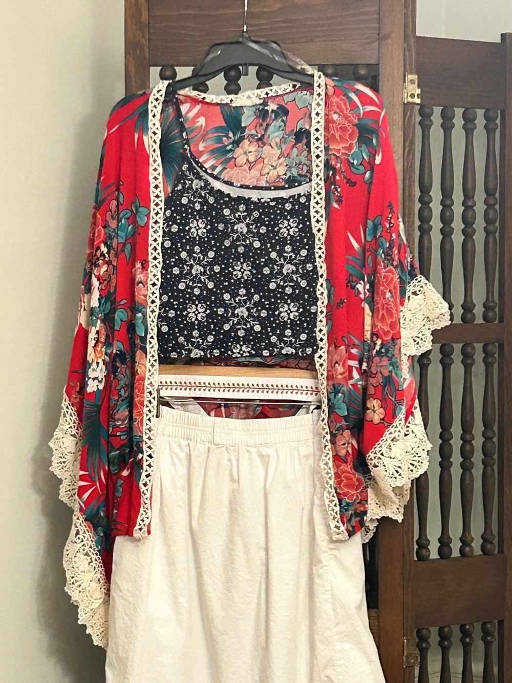 J Crew White Cotton Maxi Skirt Size L Scarlet Red Embroidery Sash Belt Lined - Picture 16 of 16